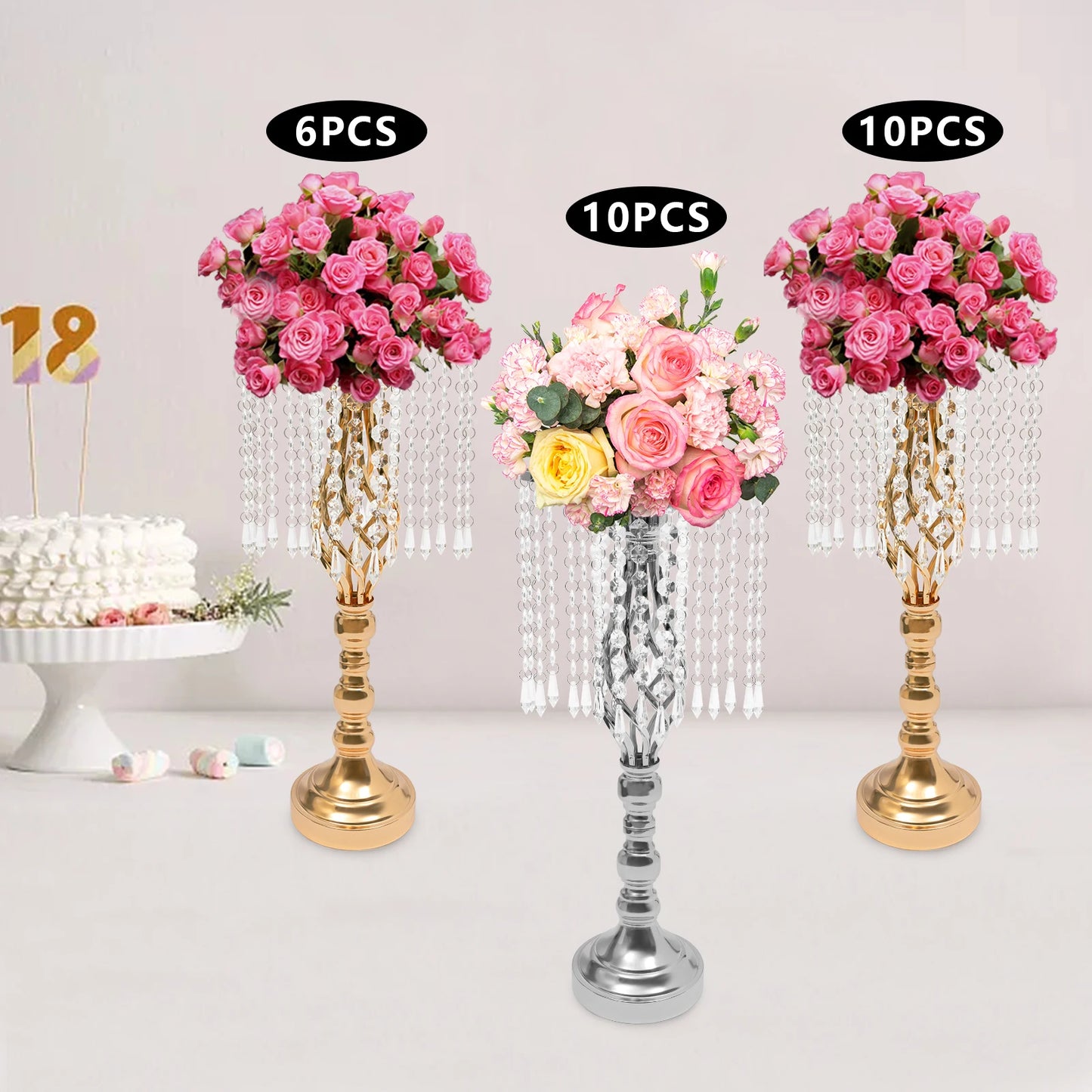 Crystal Flower Stand Flower Holders Centerpiece 6/10pcs