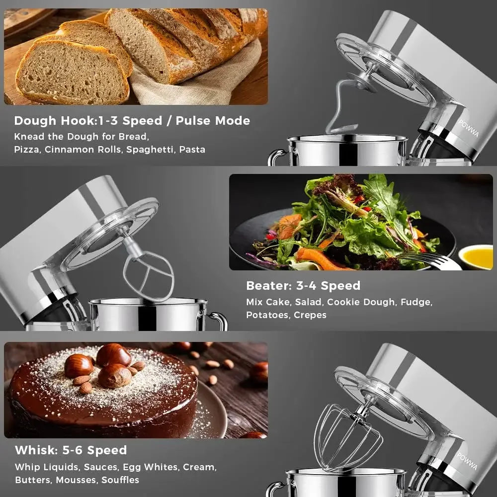 Stand Mixer, POWWA 7.5 Quart Electric Mixer